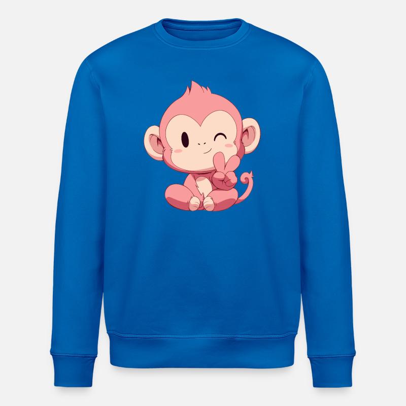 Kleiner Pinker Affe Peace - Stanley/Stella Unisex Bio-Sweatshirt ROLLER - Königsblau