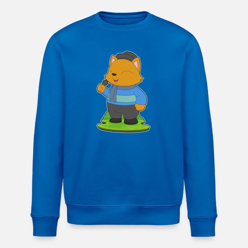 Cat Singer Microphone Singing - Stanley/Stella ROLLER Unisex Organic Sweatshirt - royal blue