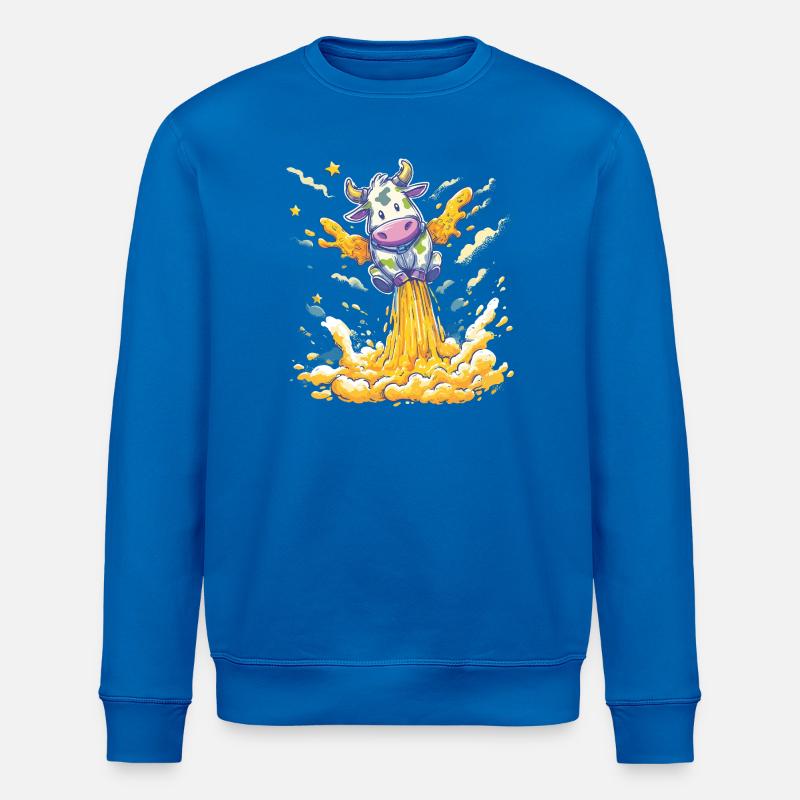 Cow rocket launch in milk stream - Stanley/Stella ROLLER Unisex Organic Sweatshirt - royal blue