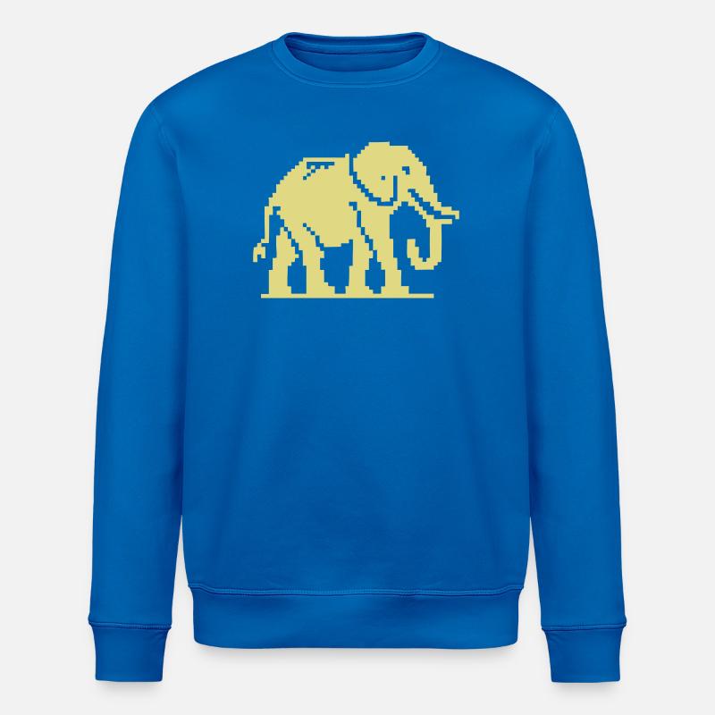 Pixel Elephant Jaune Rétro - Sweat bio ROLLER Stanley/Stella Unisexe - bleu roi