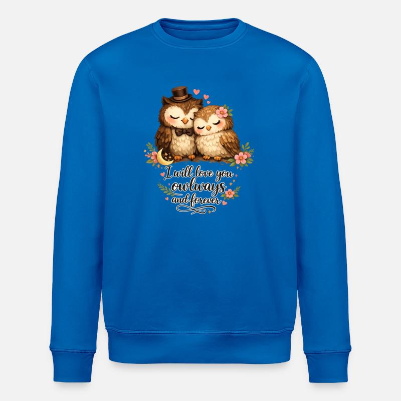 Chouettes mignonnes, je t’aimerai, chouettes, Spruch Liebe - Sweat bio ROLLER Stanley/Stella Unisexe - bleu roi