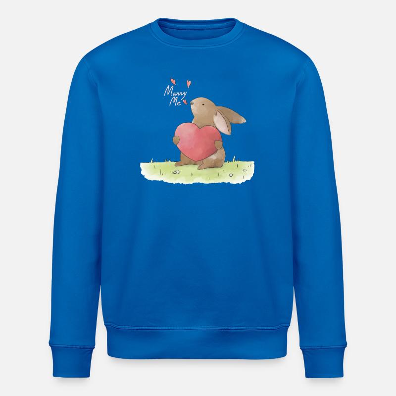 Heiratsantrag Illustration Marry Me Proposal - Stanley/Stella Unisex Bio-Sweatshirt ROLLER - Königsblau