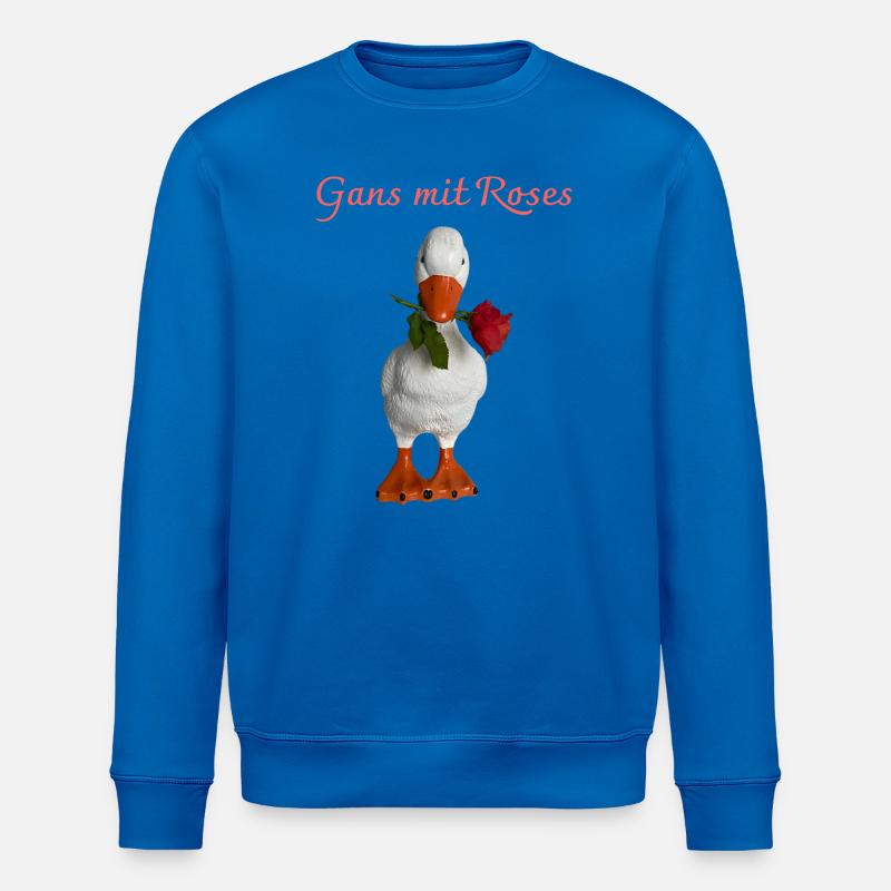 Gans mit Rose – Verspielte Figur - Stanley/Stella Unisex Bio-Sweatshirt ROLLER - Königsblau