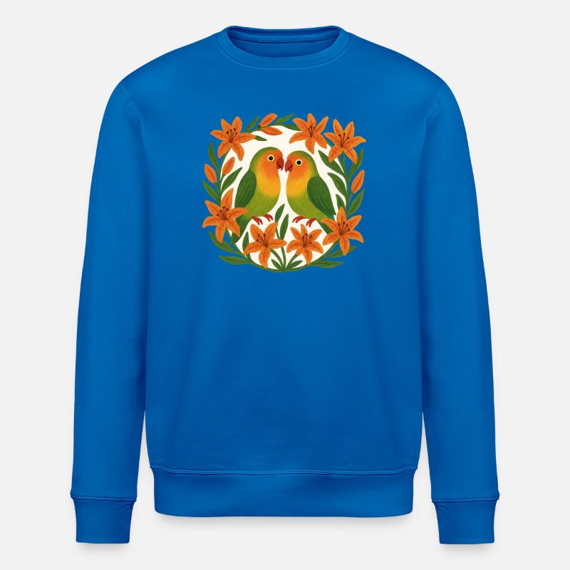 Turteltauben im Orange Lily-Rahmen - Stanley/Stella Unisex Bio-Sweatshirt ROLLER - Königsblau