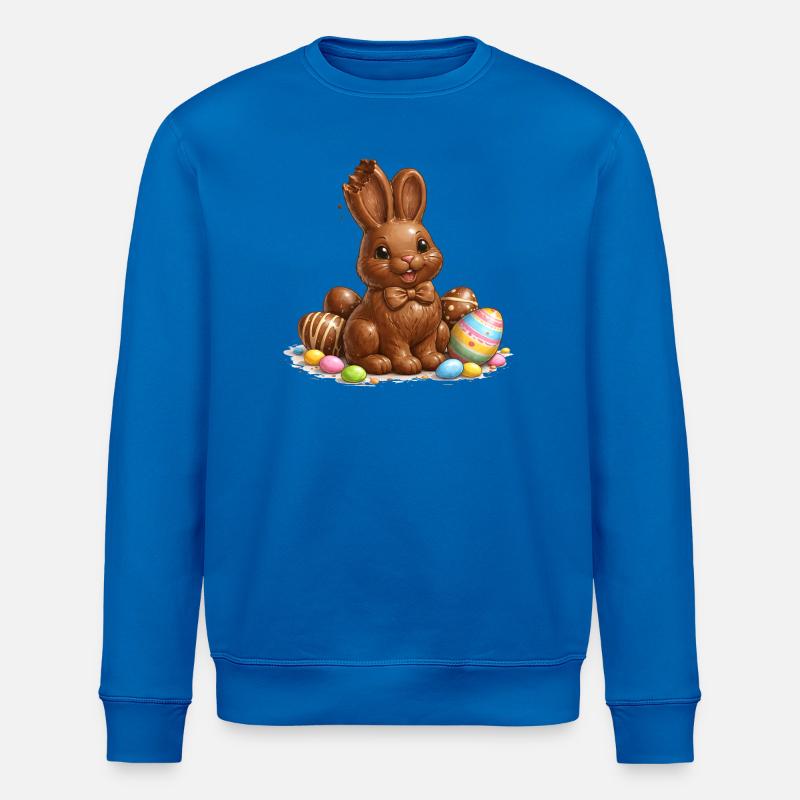 Chocolate bunny with Easter eggs - Stanley/Stella ROLLER Unisex Organic Sweatshirt - royal blue