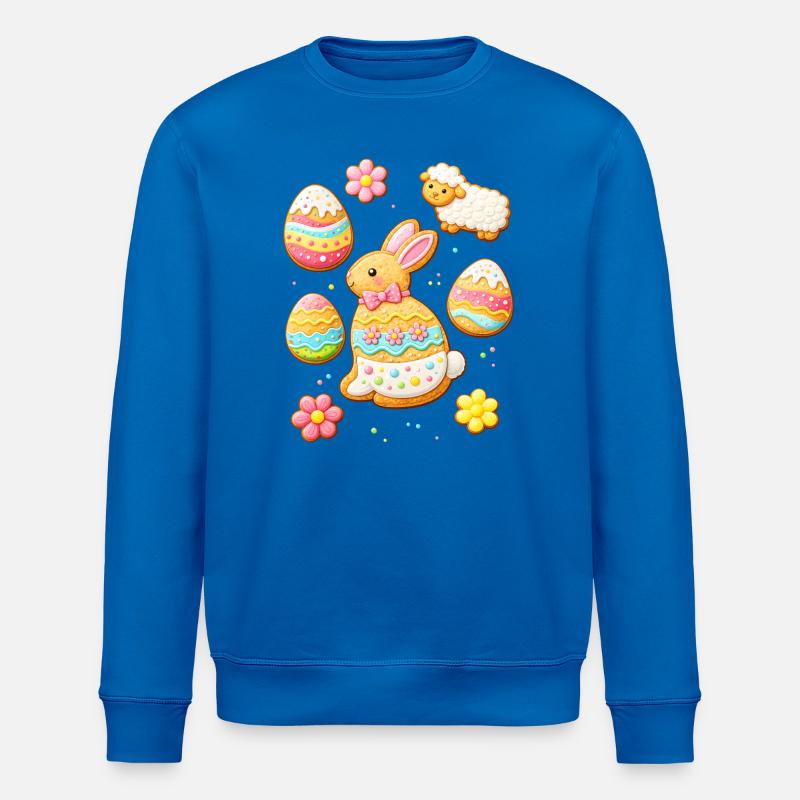 Ensemble de biscuits de Pâques avec illustration de lapin et agneau - Sweat bio ROLLER Stanley/Stella Unisexe - bleu roi