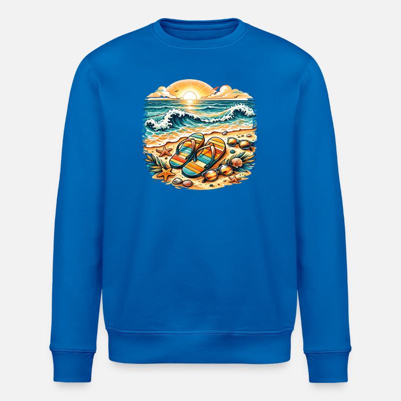 Sunset on the beach illustration - Stanley/Stella ROLLER Unisex Organic Sweatshirt - royal blue