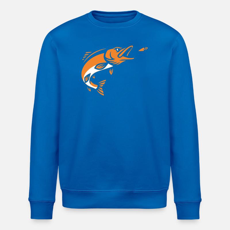 Hecht Raubfisch Sprung Silhouette - Stanley/Stella Unisex Bio-Sweatshirt ROLLER - Königsblau