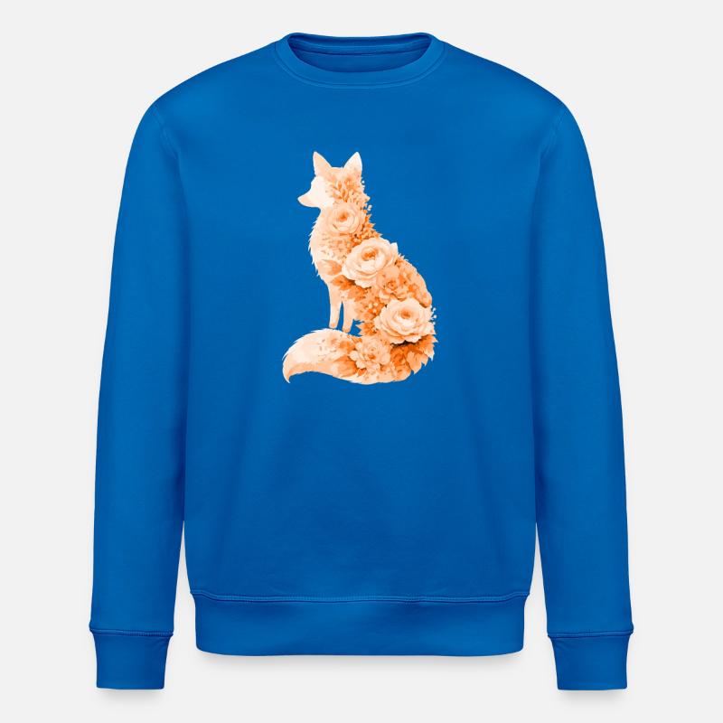 Silhouette florale pastel Fox - Sweat bio ROLLER Stanley/Stella Unisexe - bleu roi