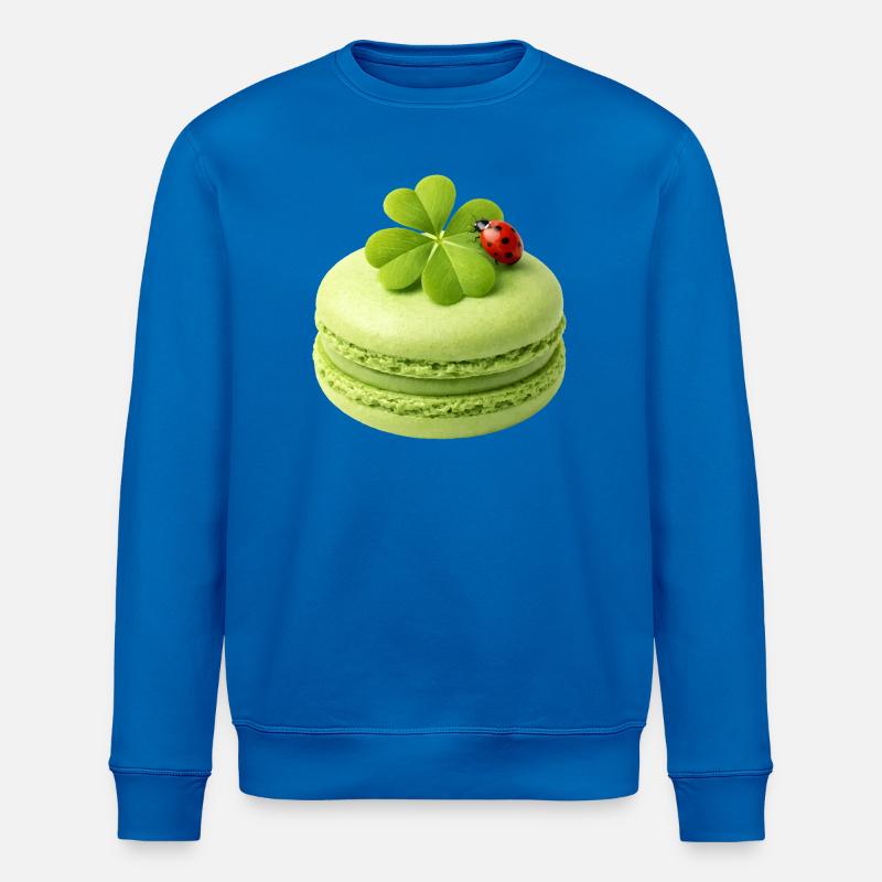Grüner Macaron mit Glücksklee  - Stanley/Stella Unisex Bio-Sweatshirt ROLLER - Königsblau