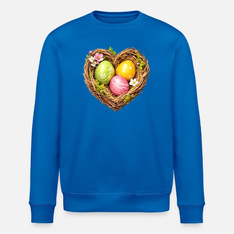 Heart-shaped Easter basket with eggs - Stanley/Stella ROLLER Unisex Organic Sweatshirt - royal blue