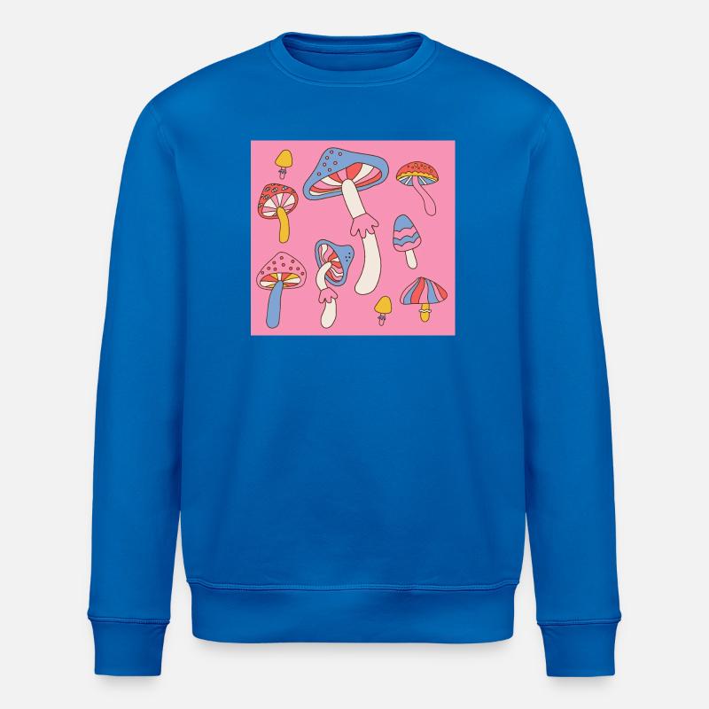 Retro Mushroom Pattern – Psychedelic 70s Design - Stanley/Stella Unisex Bio-Sweatshirt ROLLER - Königsblau