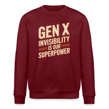 Génération X – L’invisibilité est notre super-pouvoir - Sweat bio ROLLER Stanley/Stella Unisexe - bordeaux - Devant - Nik (191cm)