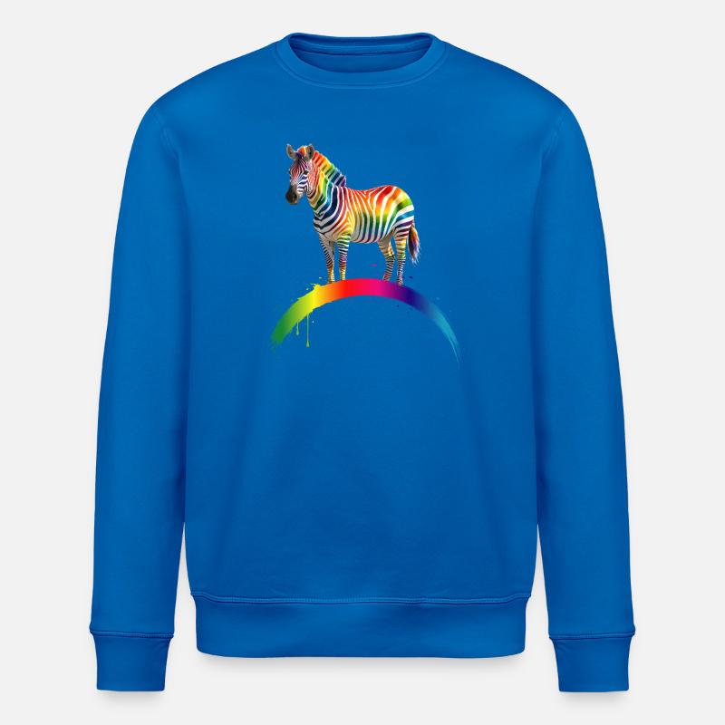 Rainbow Zebra Gradient Art Design - Stanley/Stella ROLLER Unisex Organic Sweatshirt - royal blue