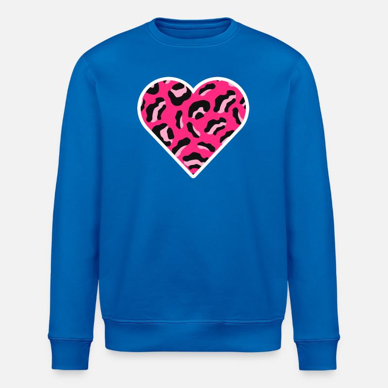 Cœur à imprimé léopard rose - Sweat bio ROLLER Stanley/Stella Unisexe - bleu roi