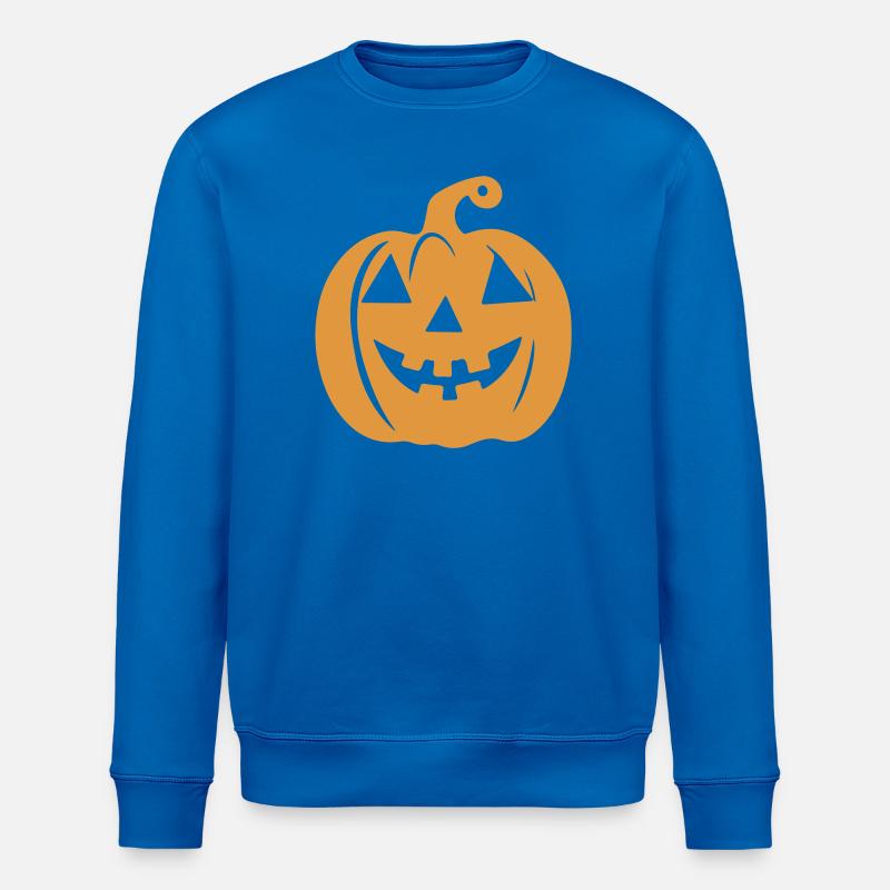Motif Halloween Visage de citrouille - Sweat bio ROLLER Stanley/Stella Unisexe - bleu roi