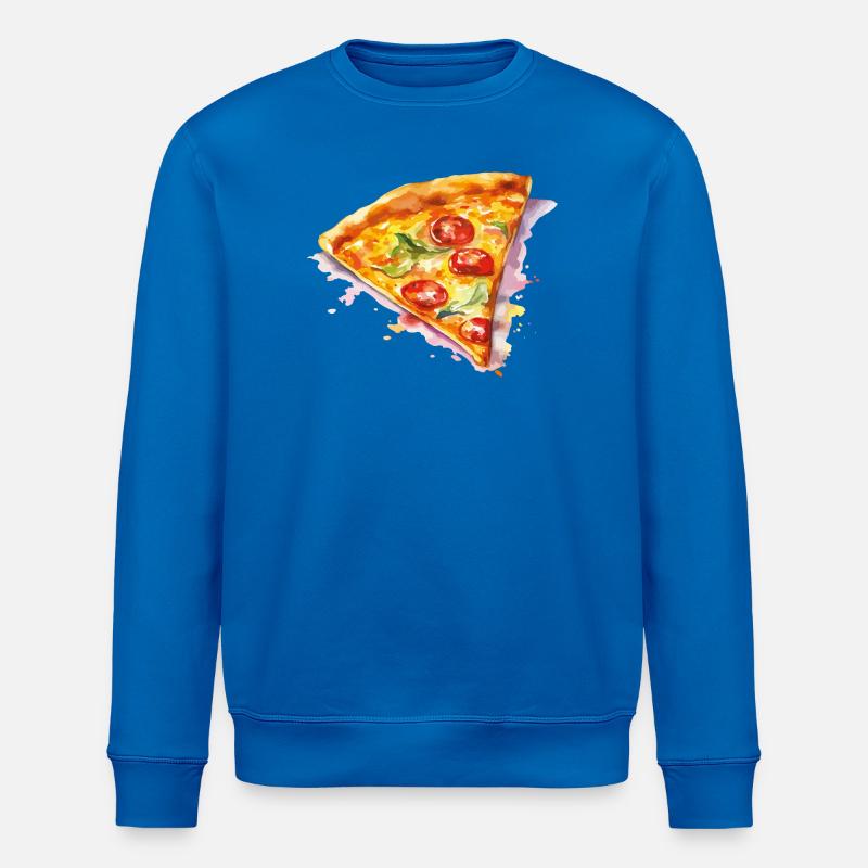 Tranche de pizza aquarelle - Sweat bio ROLLER Stanley/Stella Unisexe - bleu roi