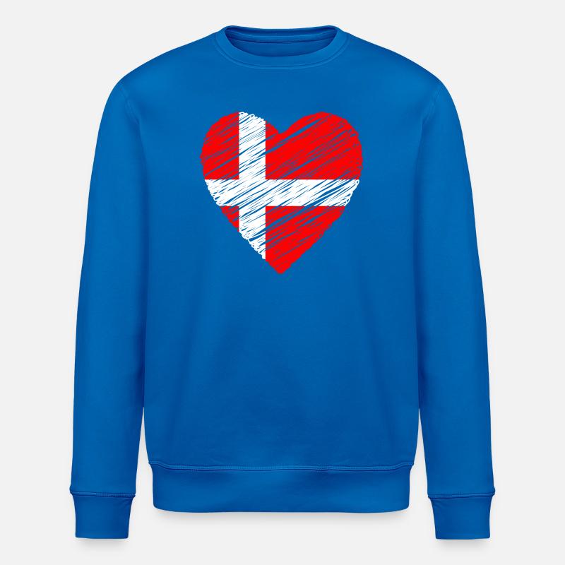 Cœur Danois — Drapeau Danemark Brush - Sweat bio ROLLER Stanley/Stella Unisexe - bleu roi