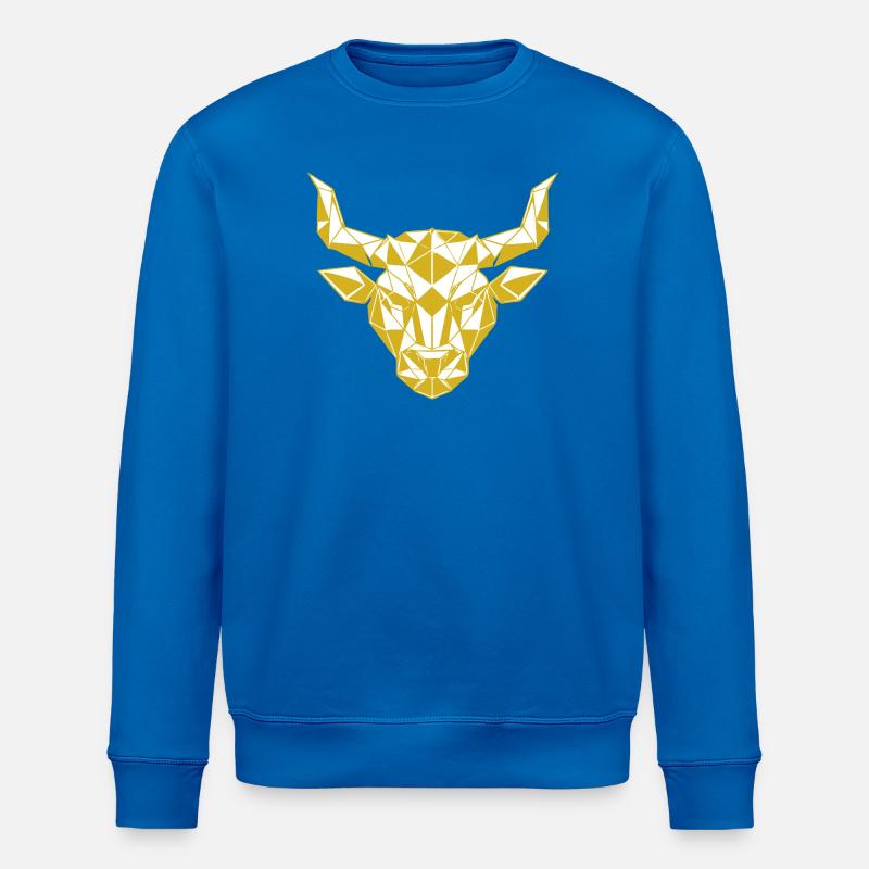 Tête de taureau dorée géométrique - Sweat bio ROLLER Stanley/Stella Unisexe - bleu roi