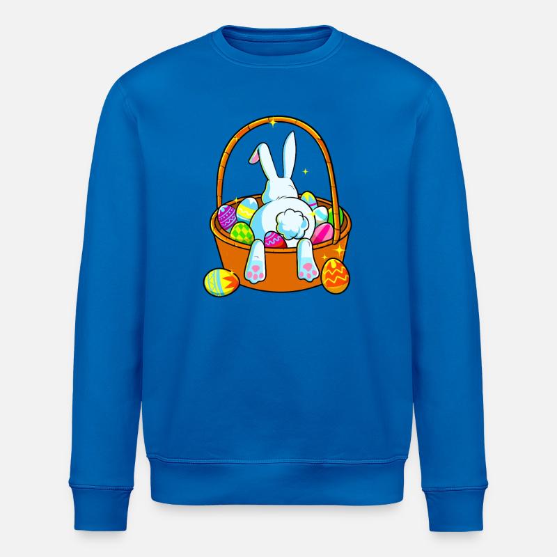 Pastel Easter Bunny in Basket - Stanley/Stella ROLLER Unisex Organic Sweatshirt - royal blue