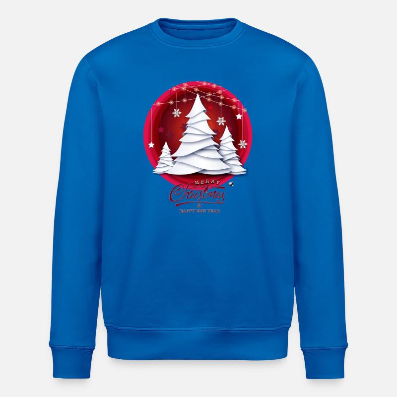 Rotes Weihnachtskugel mit weissen Tannenbäume - Stanley/Stella Unisex Bio-Sweatshirt ROLLER - Königsblau