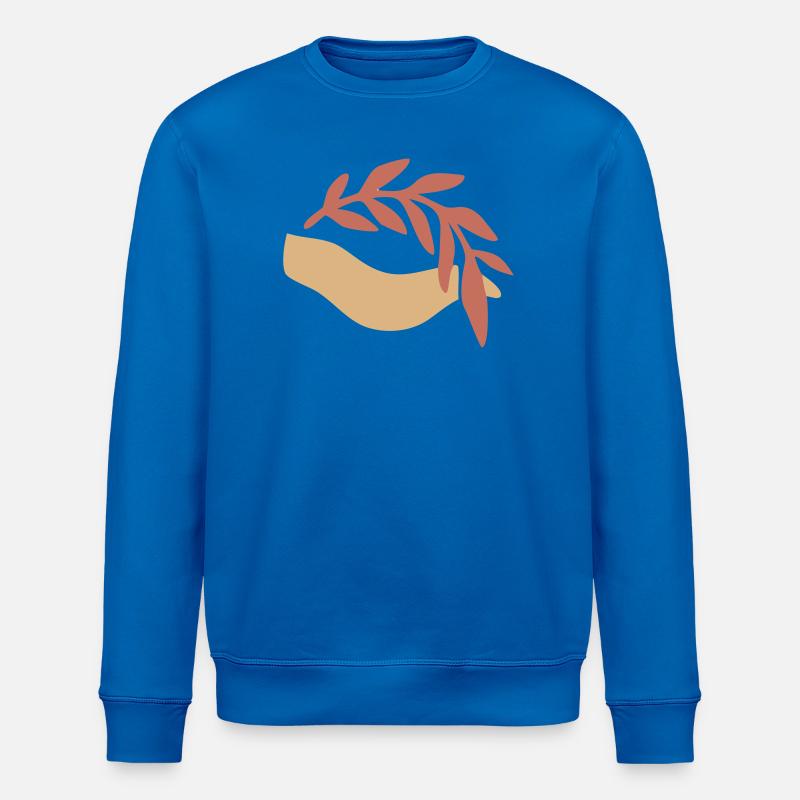 Hand Leaf Nature Boho Logo - Stanley/Stella ROLLER Unisex Organic Sweatshirt - royal blue