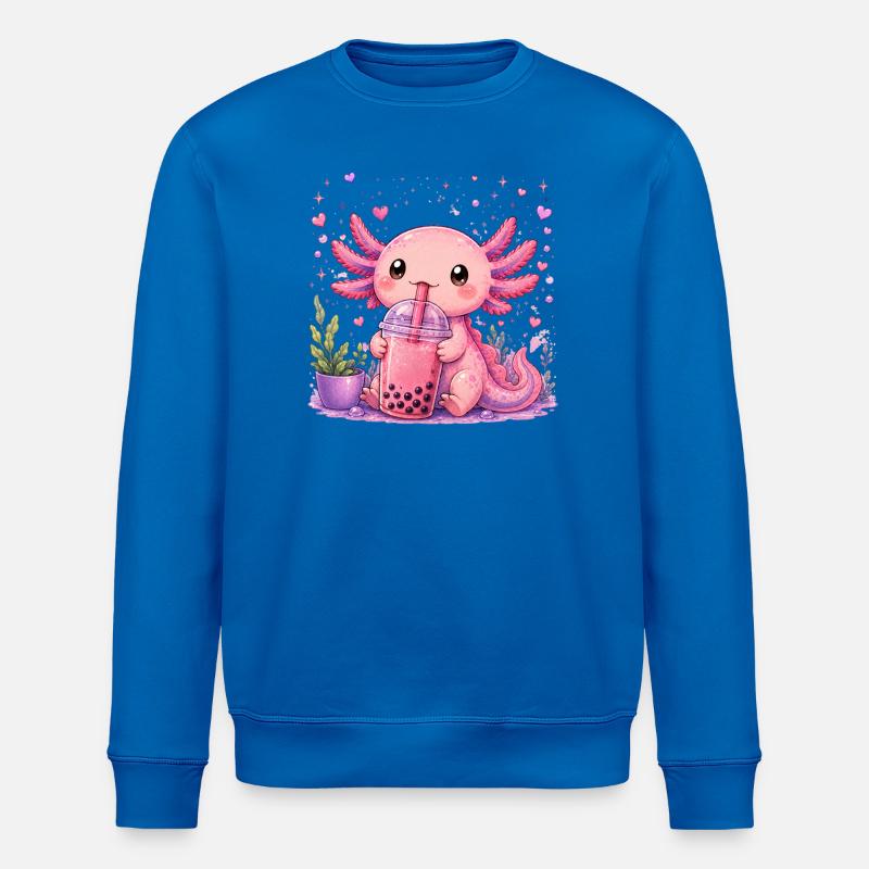 Axolot rose avec bubble tea - Sweat bio ROLLER Stanley/Stella Unisexe - bleu roi