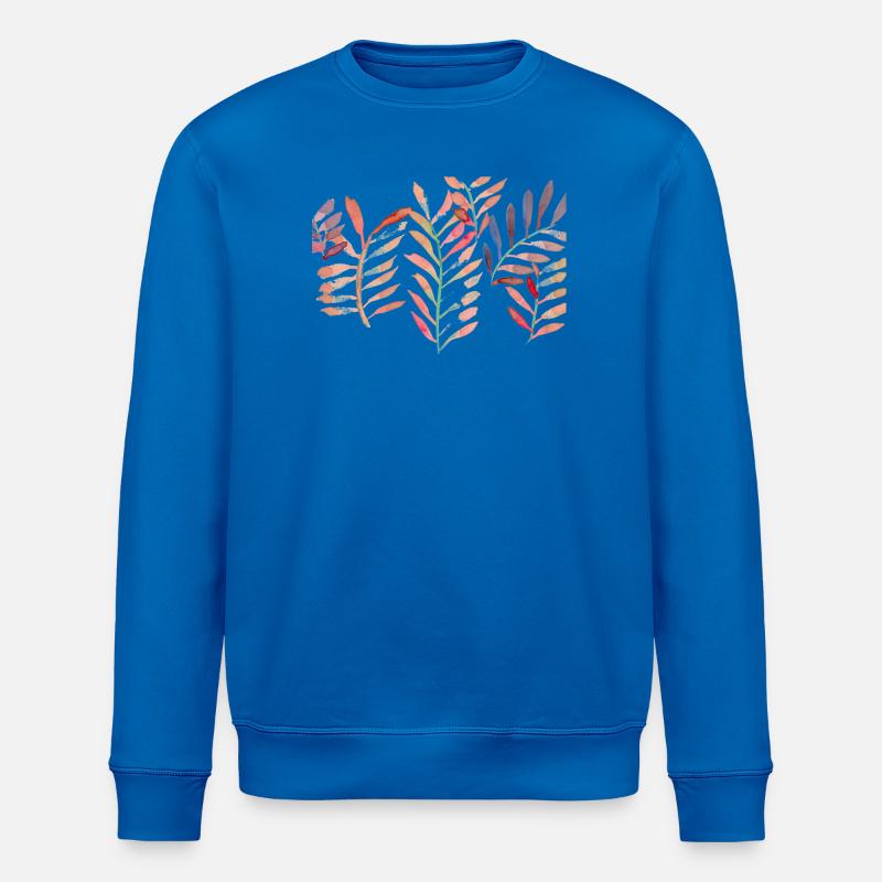 Wasserfarben Blätter, rot - Stanley/Stella Unisex Bio-Sweatshirt ROLLER - Königsblau