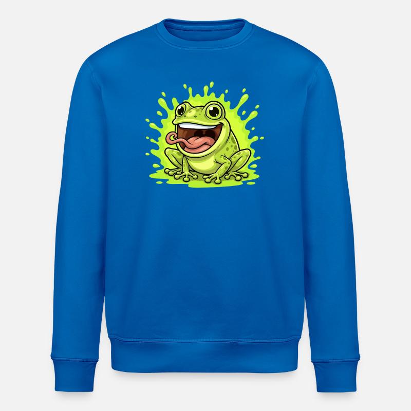 Lime Frosch Splash Cartoon - Stanley/Stella Unisex Bio-Sweatshirt ROLLER - Königsblau