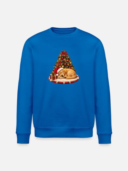 Schlafender Weihnachtshund am Baum - Stanley/Stella Unisex Bio-Sweatshirt ROLLER - Königsblau