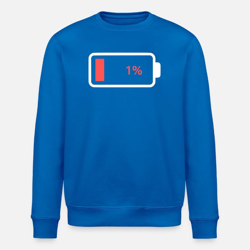Icône de batterie vide à 1 % - Sweat bio ROLLER Stanley/Stella Unisexe - bleu roi