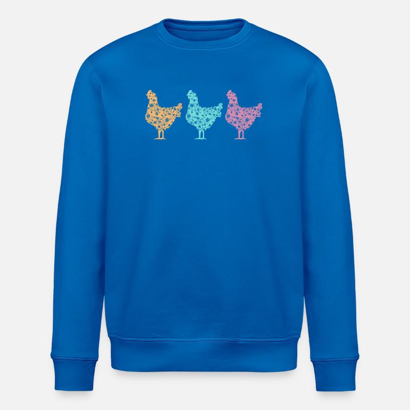 Pastel Chickens Silhouettes Pattern - Stanley/Stella ROLLER Unisex Organic Sweatshirt - royal blue