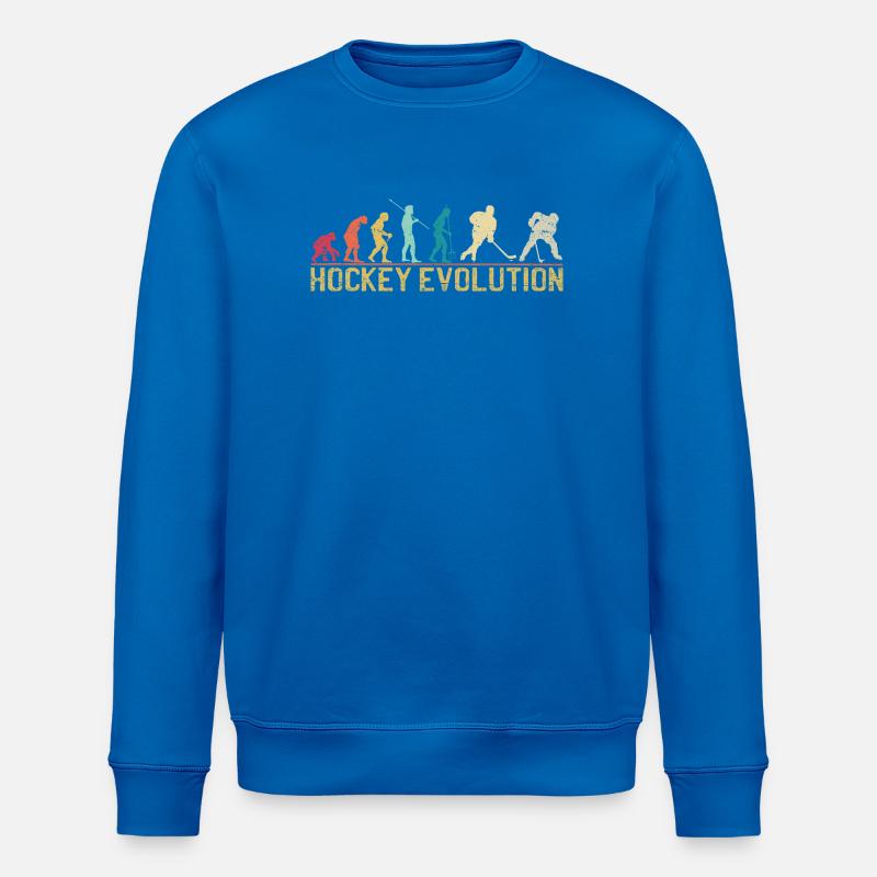 Hockey Evolution Silhouette Design - Stanley/Stella ROLLER Unisex Organic Sweatshirt - royal blue