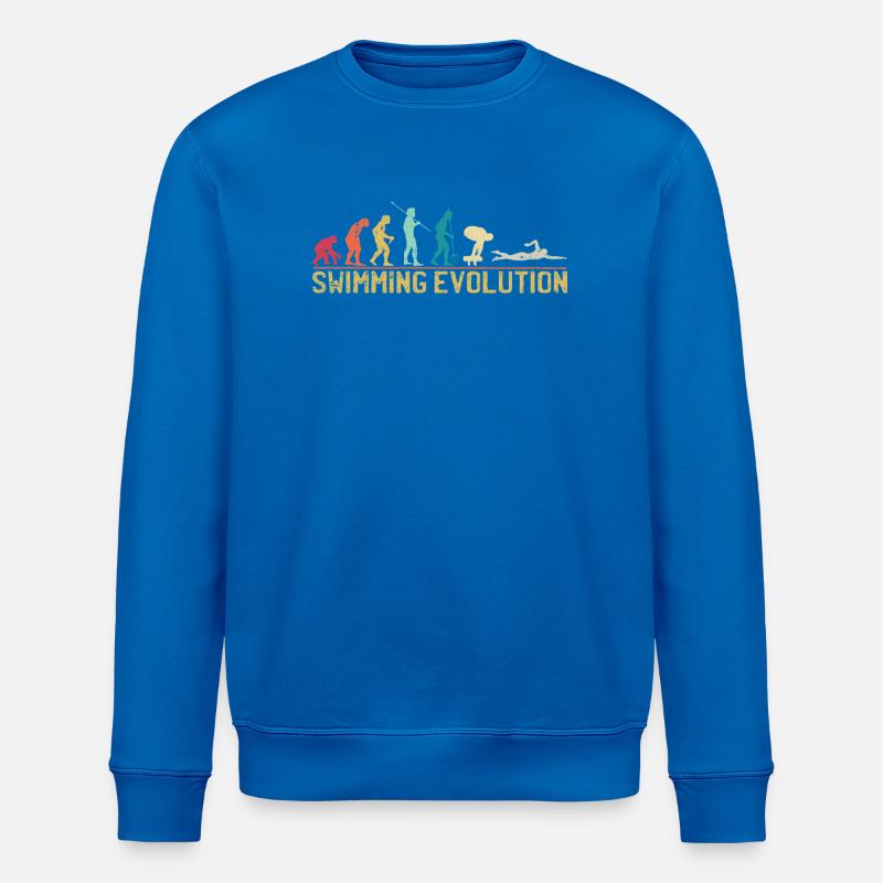 Swimming Evolution Progress Illustration - Stanley/Stella ROLLER Unisex Organic Sweatshirt - royal blue