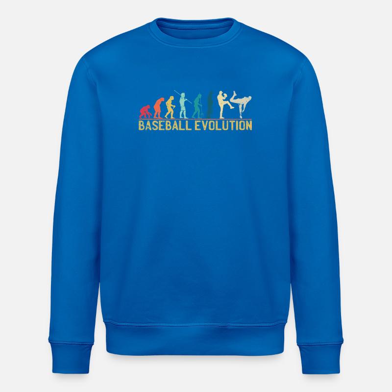 Baseball Evolution Illustration - Stanley/Stella ROLLER Unisex Organic Sweatshirt - royal blue