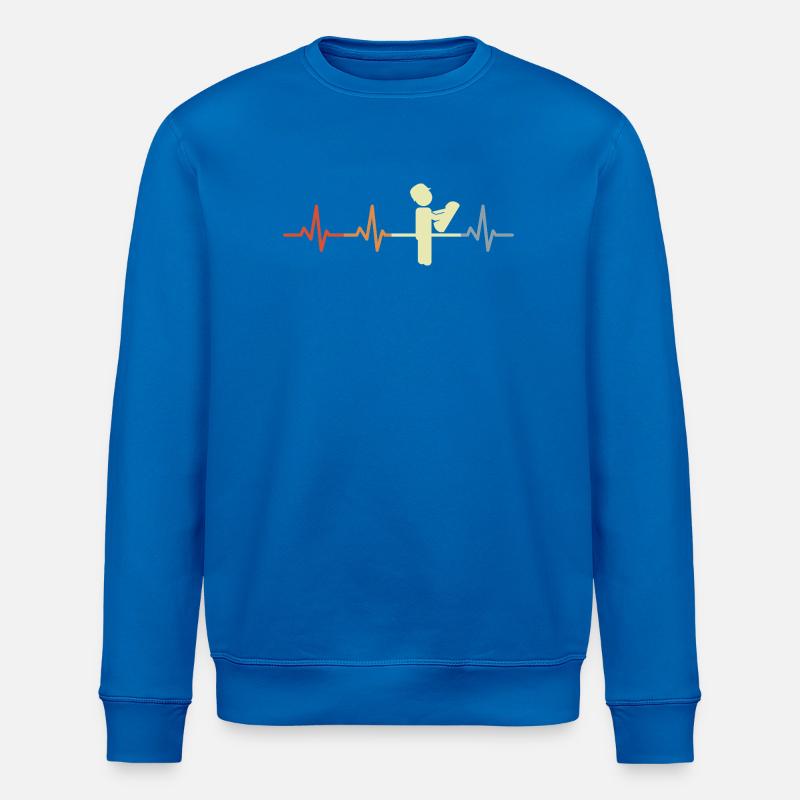 Architecte rétro Heartbeat - Sweat bio ROLLER Stanley/Stella Unisexe - bleu roi