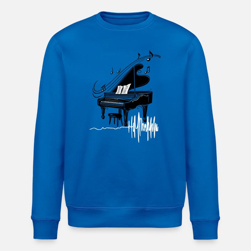 Herzschlag Piano Klavier Herzfrequenz - Stanley/Stella Unisex Bio-Sweatshirt ROLLER - Königsblau