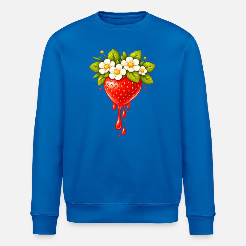 Fraise avec fleurs et gouttes - Sweat bio ROLLER Stanley/Stella Unisexe - bleu roi