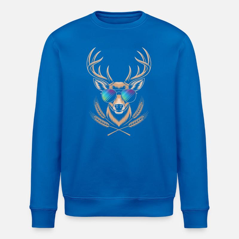 Cerf avec bois - Sweat bio ROLLER Stanley/Stella Unisexe - bleu roi