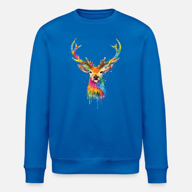 Bunter Hirsch – Graffiti Tierkunst - Stanley/Stella Unisex Bio-Sweatshirt ROLLER - Königsblau