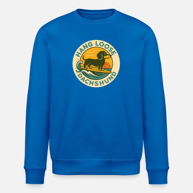 Teckel surfeur au coucher du soleil - Sweat bio ROLLER Stanley/Stella Unisexe - bleu roi