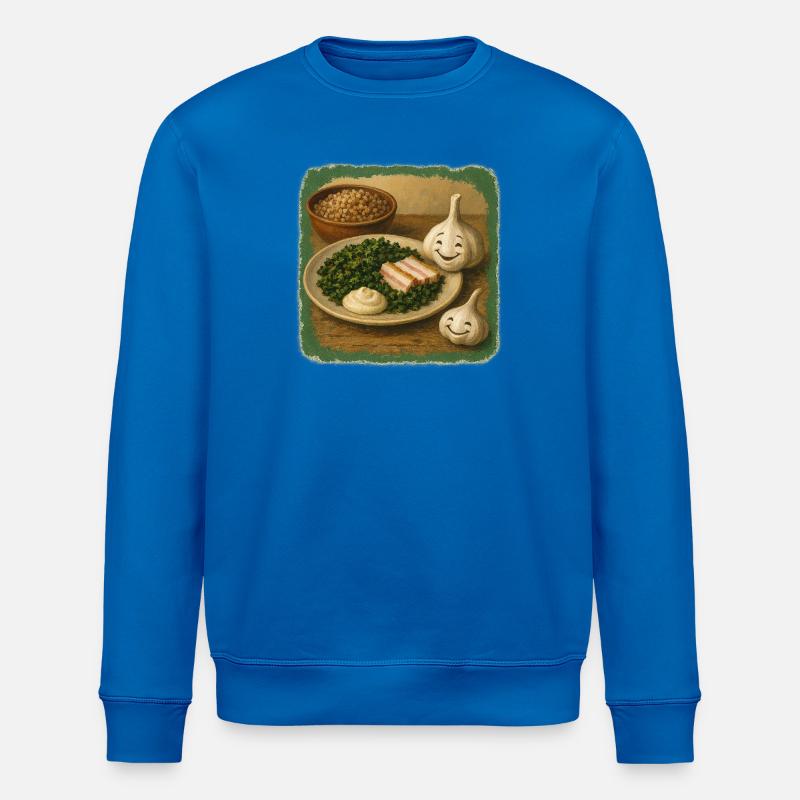 Lächelnder Knoblauch mit Grünkohl - Stanley/Stella Unisex Bio-Sweatshirt ROLLER - Königsblau