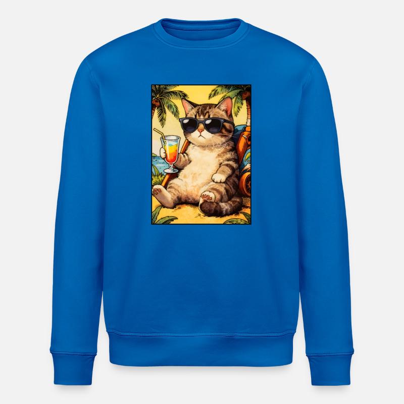 Chat cool en vacances d’été - Sweat bio ROLLER Stanley/Stella Unisexe - bleu roi