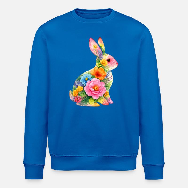 Hase Wasserfarben Blumen Ostern - Stanley/Stella Unisex Bio-Sweatshirt ROLLER - Königsblau