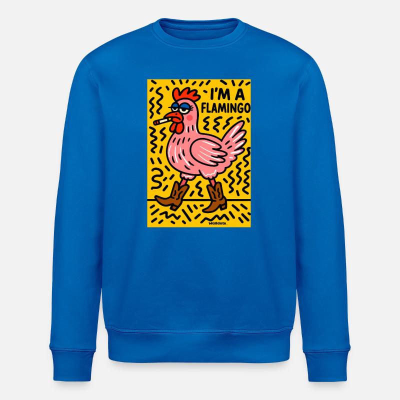 Flamant rosé rebelle avec cigare - Sweat bio ROLLER Stanley/Stella Unisexe - bleu roi