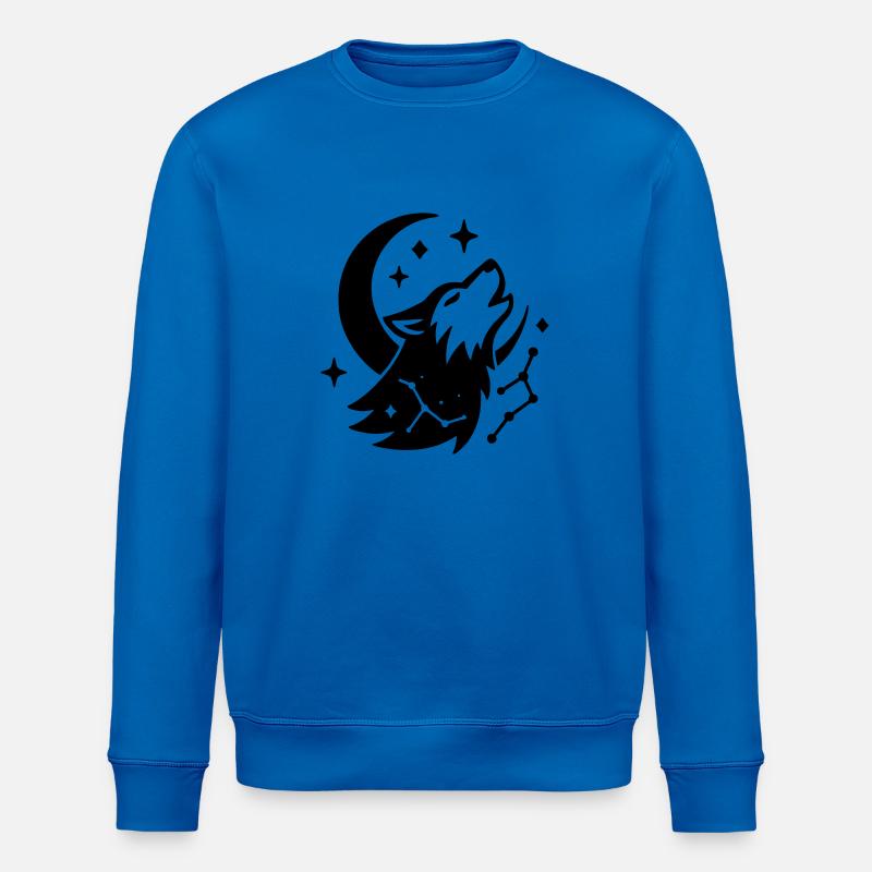 Moon Wolf with Constellation - Stanley/Stella ROLLER Unisex Organic Sweatshirt - royal blue
