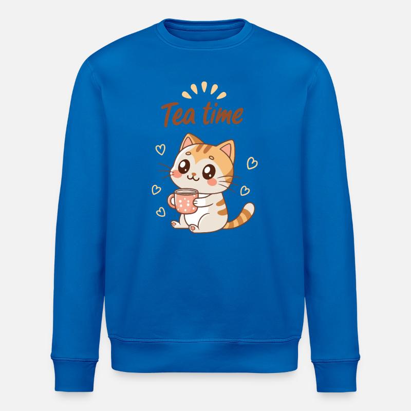 Cute Cat Tea Time Süße Gemütlich - Stanley/Stella Unisex Bio-Sweatshirt ROLLER - Königsblau