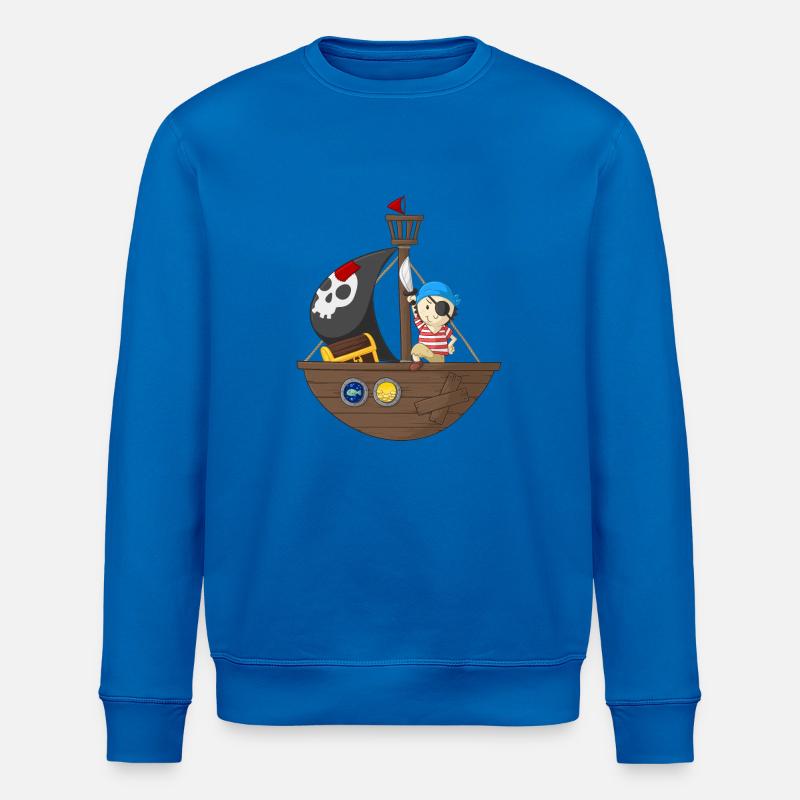 Kleiner Pirat mit seinem Schiff - Stanley/Stella Unisex Bio-Sweatshirt ROLLER - Königsblau