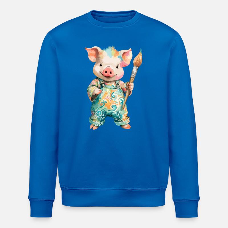 Farbenfrohes Schwein mit Pinsel - Stanley/Stella Unisex Bio-Sweatshirt ROLLER - Königsblau