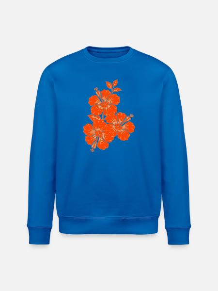 Orange Hibiscus Triple Flower Silhouette - Stanley/Stella ROLLER Unisex Organic Sweatshirt - royal blue
